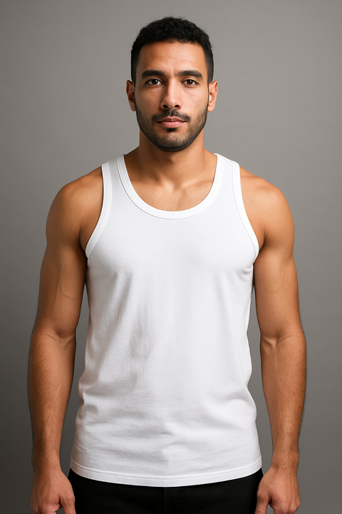 Men's Cotton Undershirt with Sleeveless Design