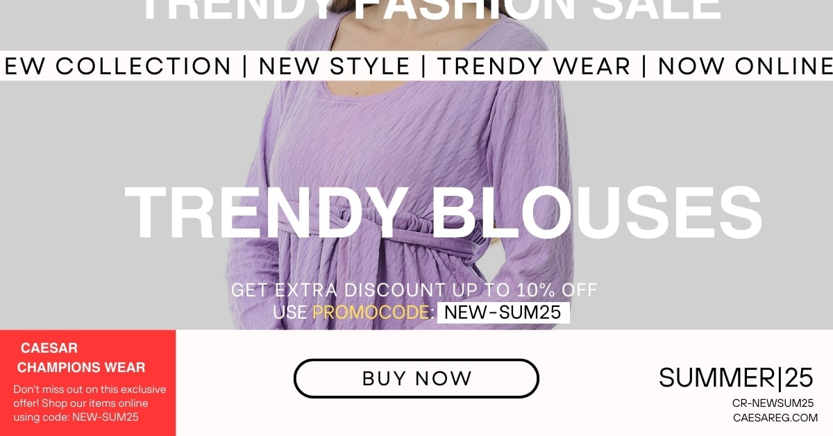 Cotton blouse with long sleeves – Modest fashion from Caesar بلوزة قطن بأكمام طويلة – أزياء محتشمة من براند Caesar