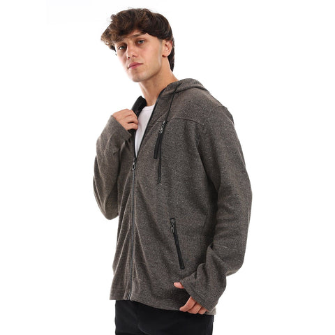 men’s sweatshirt with zipper through &hooded neck