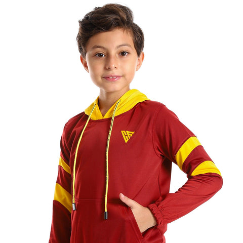 boys training suit with hooded neck