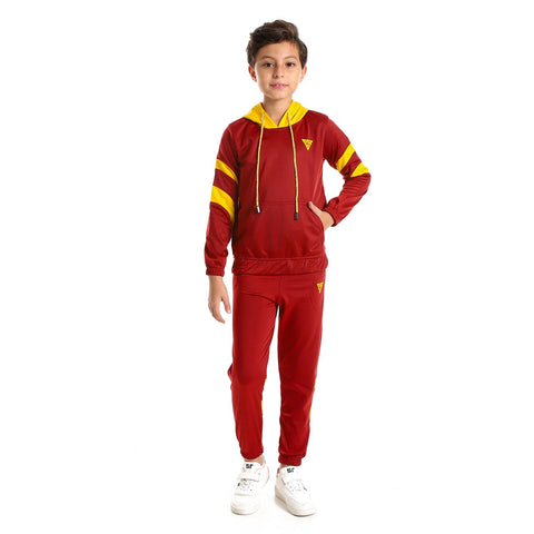 boys training suit with hooded neck