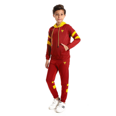 boys training suit with hooded neck