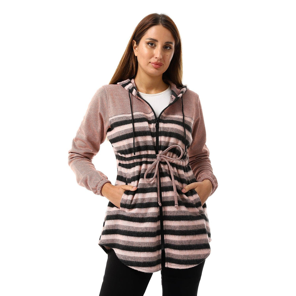 woman hoodie with through zipper