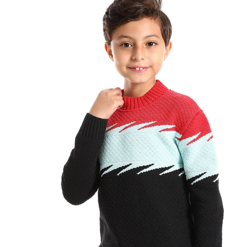 Boys pullover wool with self-knit