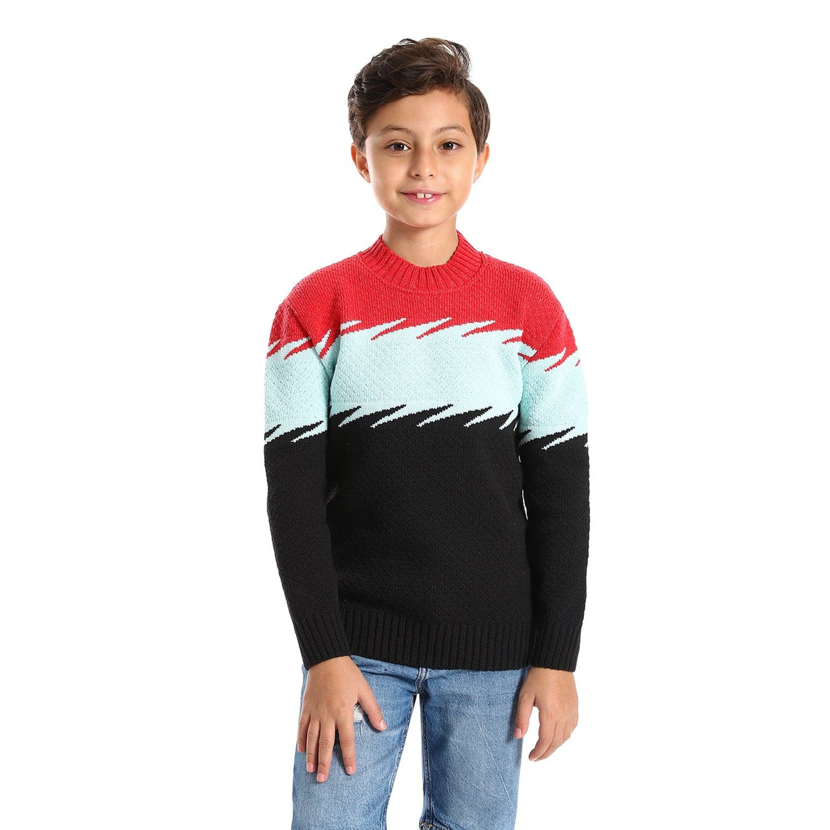 Boys pullover wool with self-knit