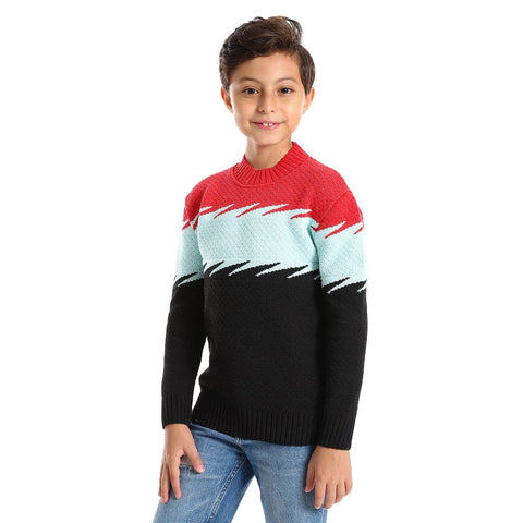 Boys pullover wool with self-knit