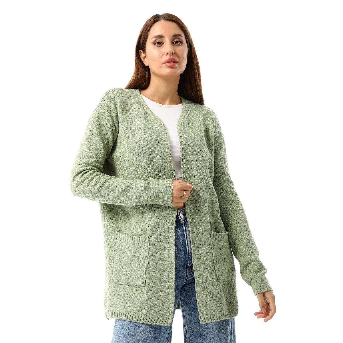 caesar womens wool open cardigan