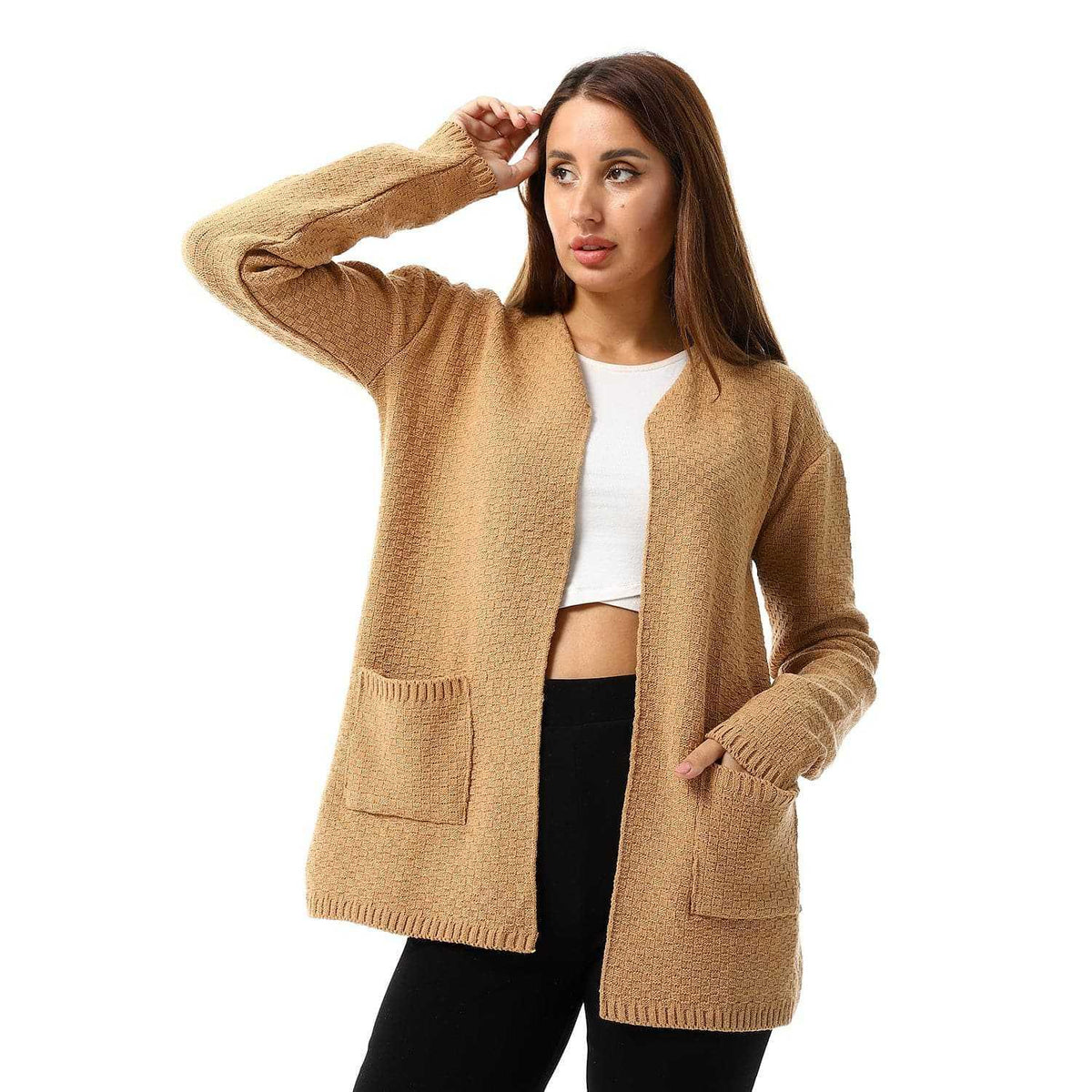 women wool open cardigan