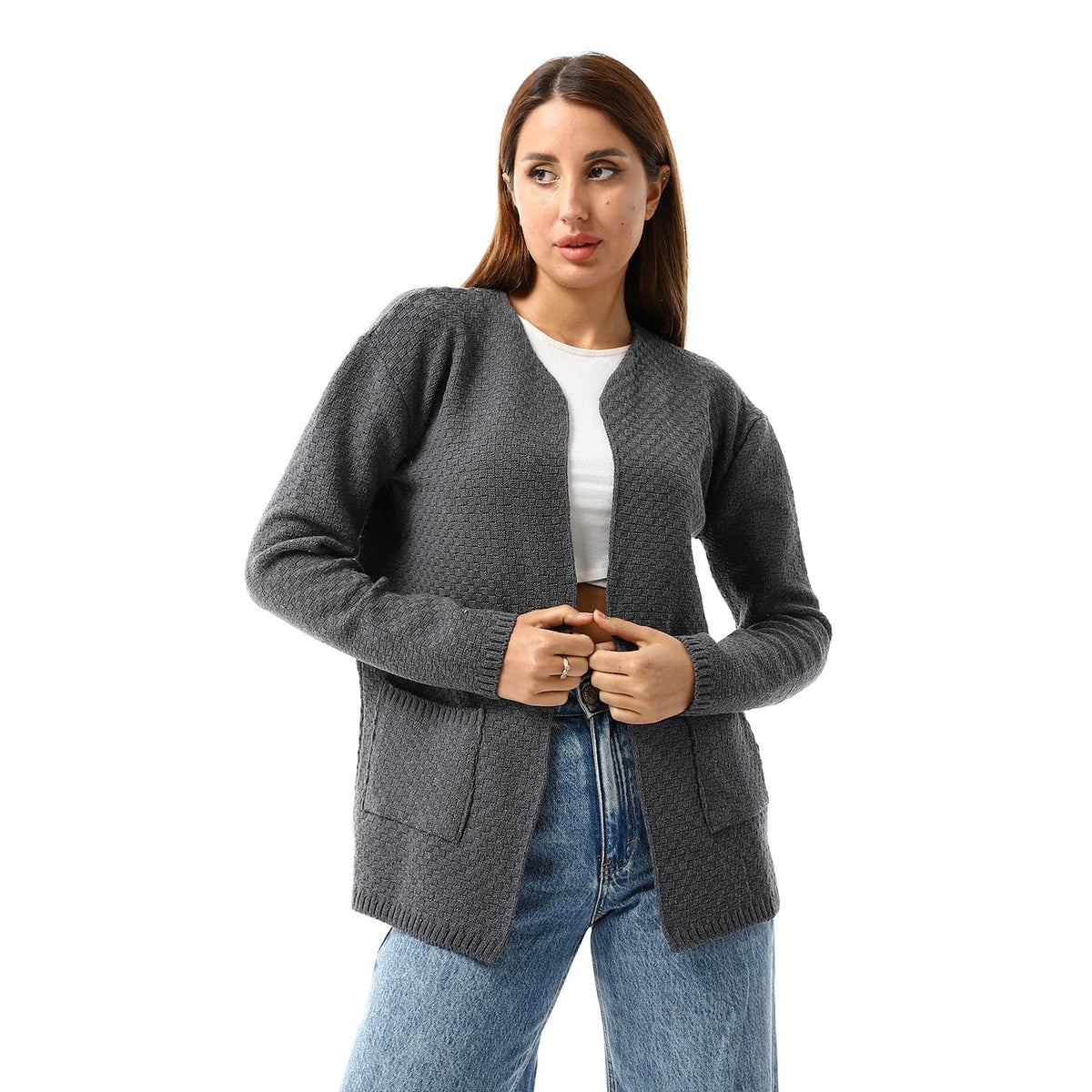 caesar womens wool open cardigan