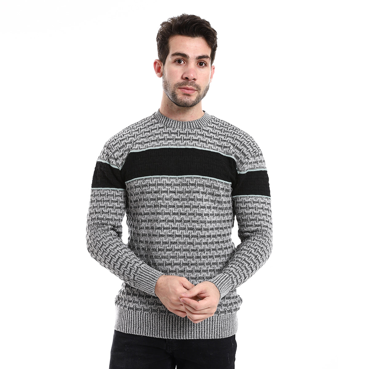 Mens Wool Pullover With Multi Design