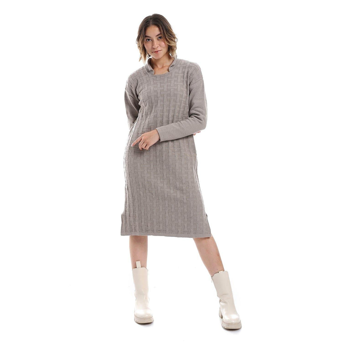 women casual wool short dress