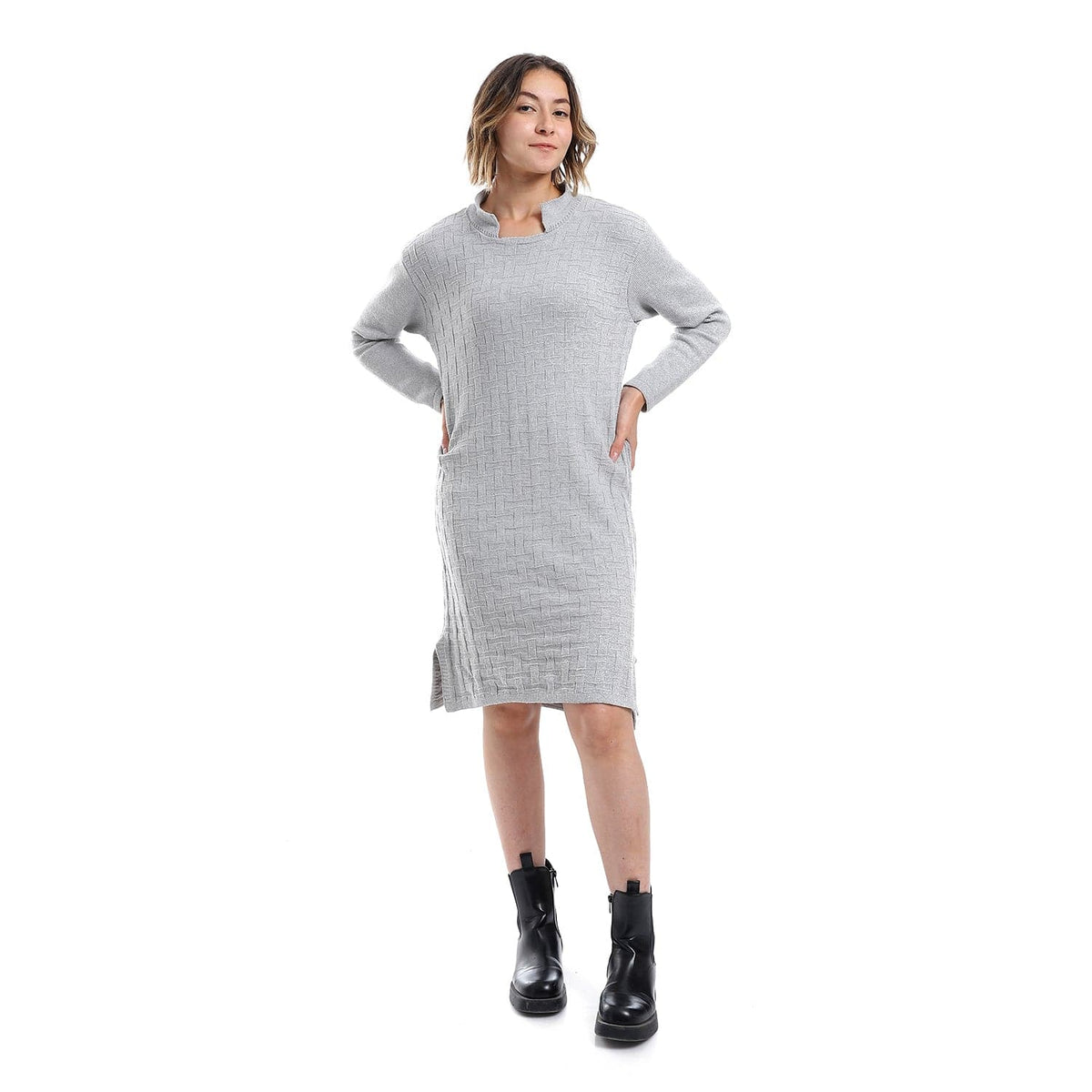 women casual wool short dress