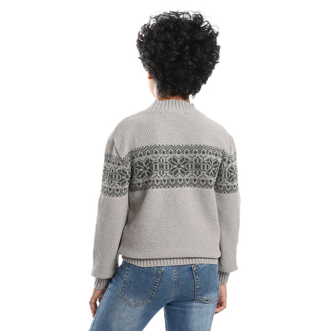 wool boys pullover with multi design