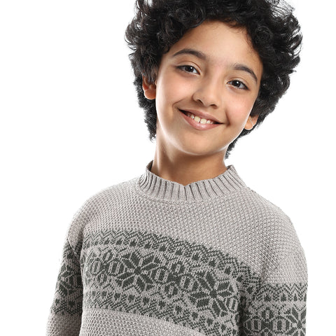 wool boys pullover with multi design