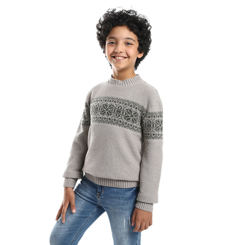 wool boys pullover with multi design