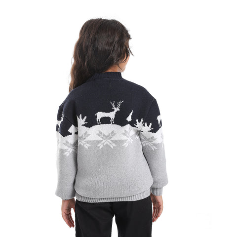 girls wool pullover with mutlicolour design