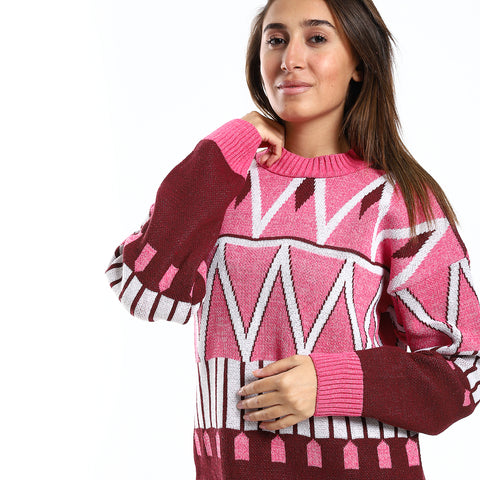 wool women pullover with round neck