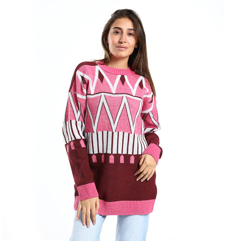 wool women pullover with round neck