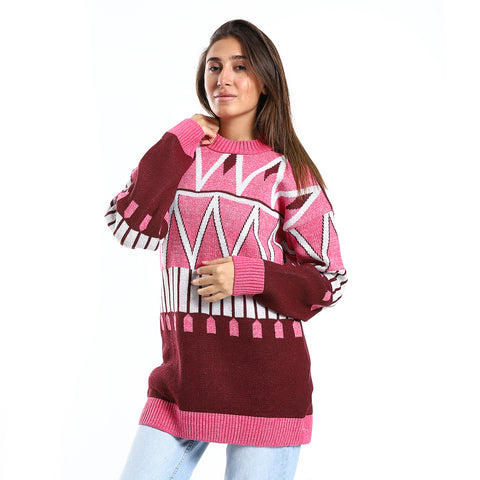 wool women pullover with round neck