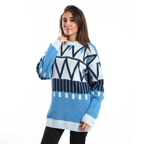 wool women pullover with round neck