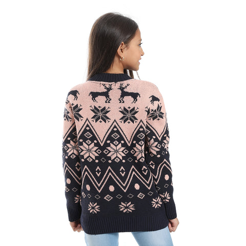 girls wool pullover with mutlicolour design