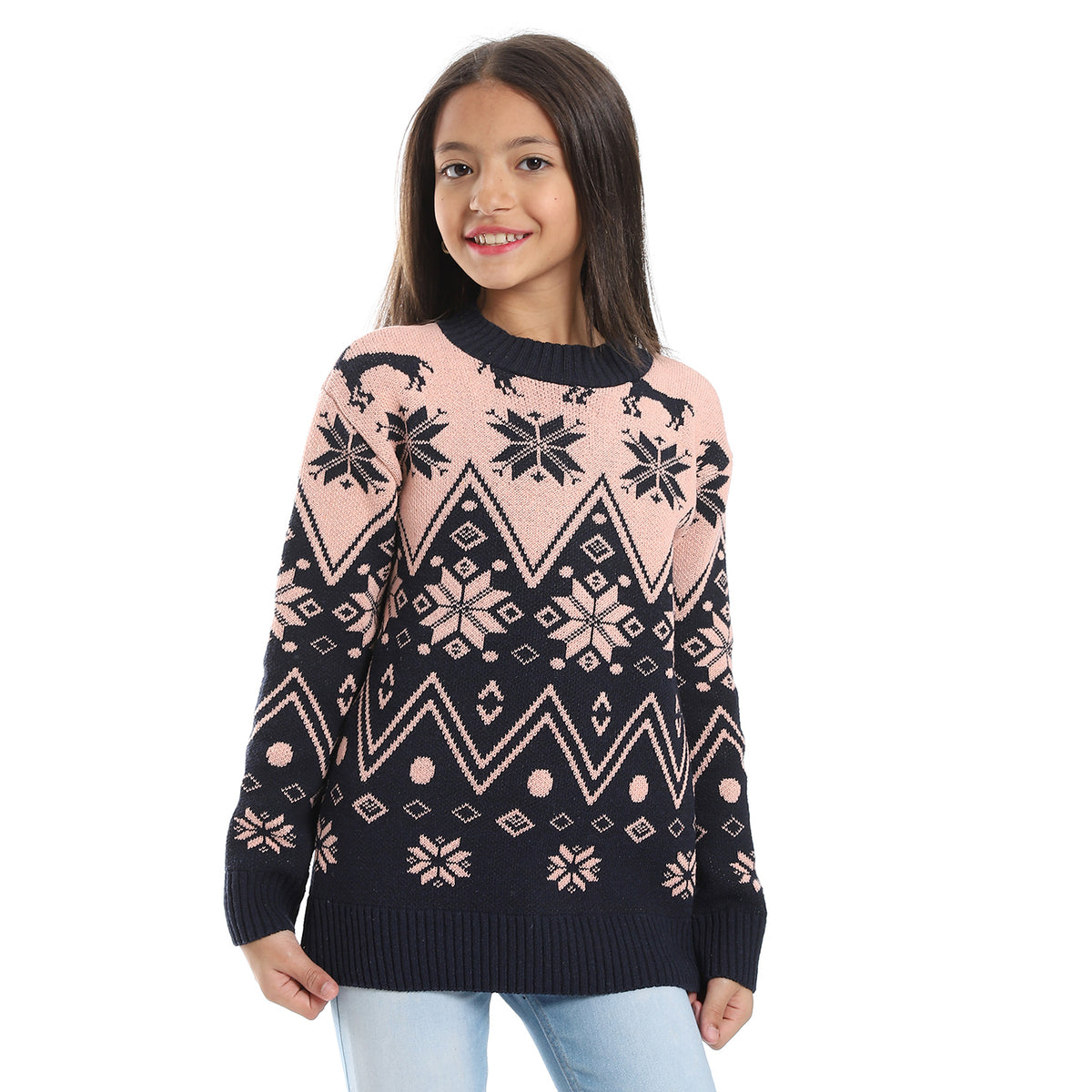 girls wool pullover with mutlicolour design