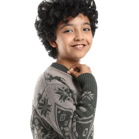 wool boys pullover with multi design