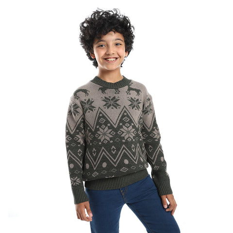 wool boys pullover with multi design