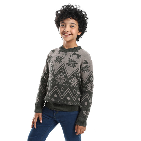 wool boys pullover with multi design