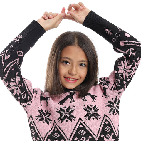 girls wool pullover with mutlicolour design