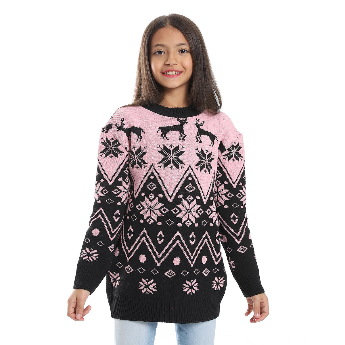 girls wool pullover with mutlicolour design