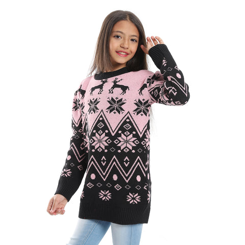 girls wool pullover with mutlicolour design