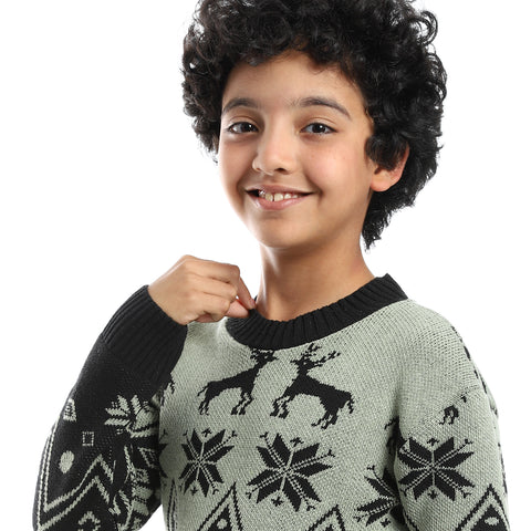 wool boys pullover with multi design