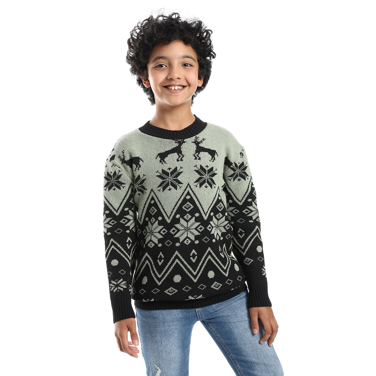 wool boys pullover with multi design