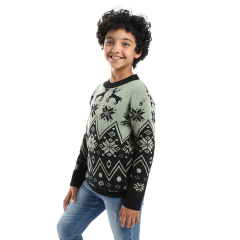 wool boys pullover with multi design