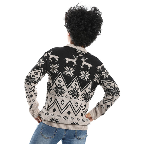 wool boys pullover with multi design