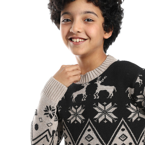 wool boys pullover with multi design