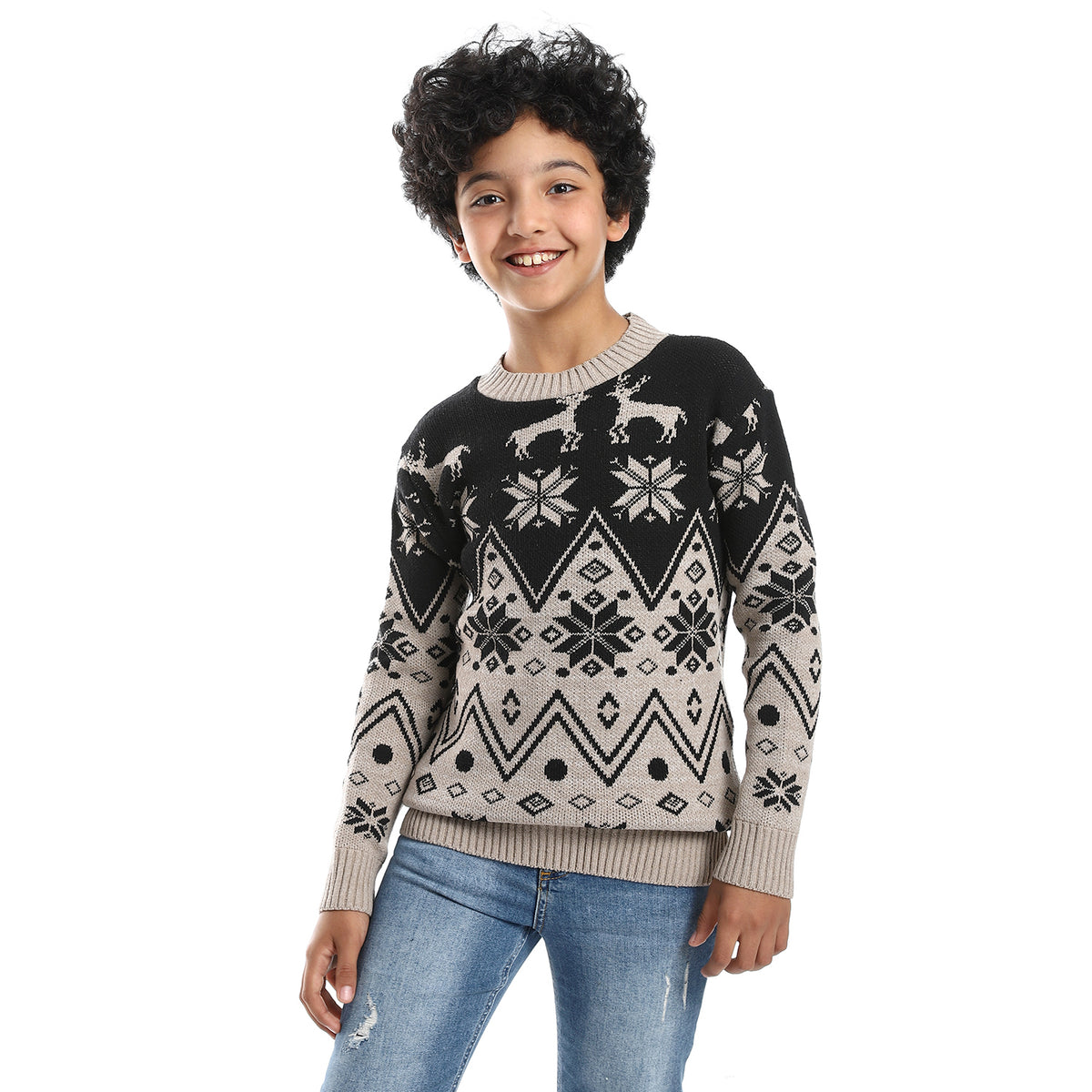 wool boys pullover with multi design