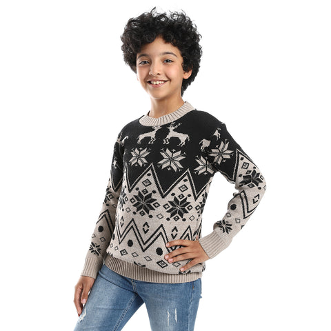 wool boys pullover with multi design