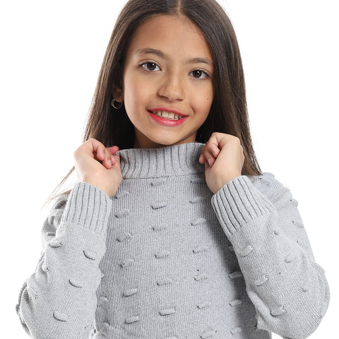 girls wool pullover with plain design