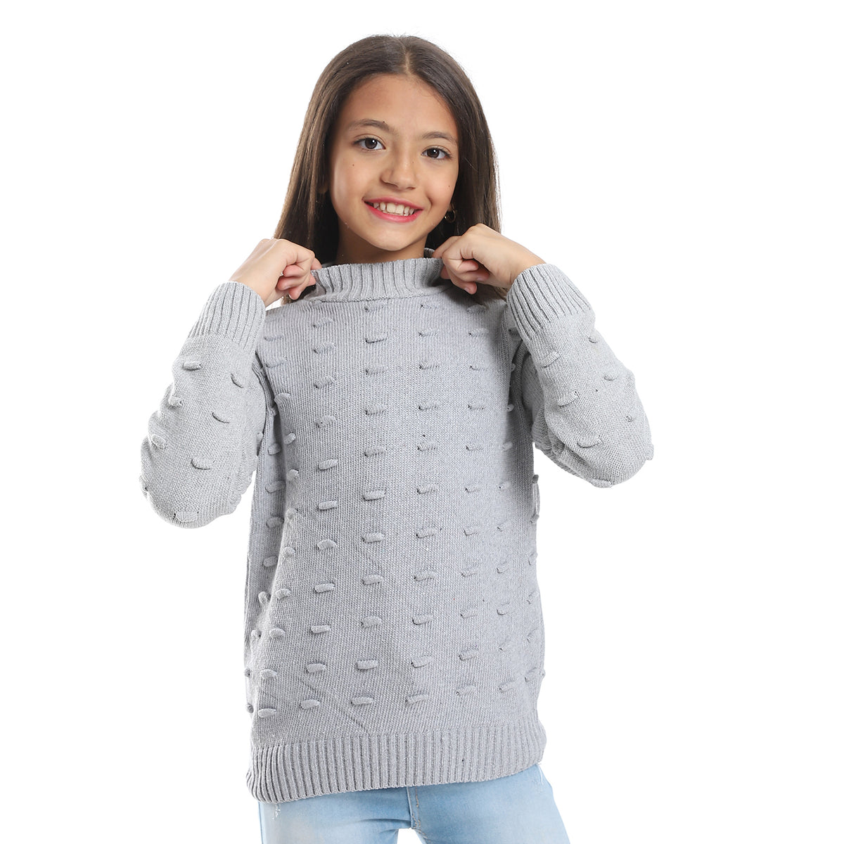 girls wool pullover with plain design