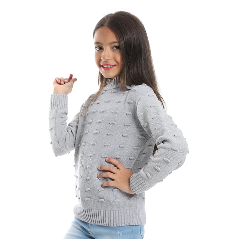 girls wool pullover with plain design