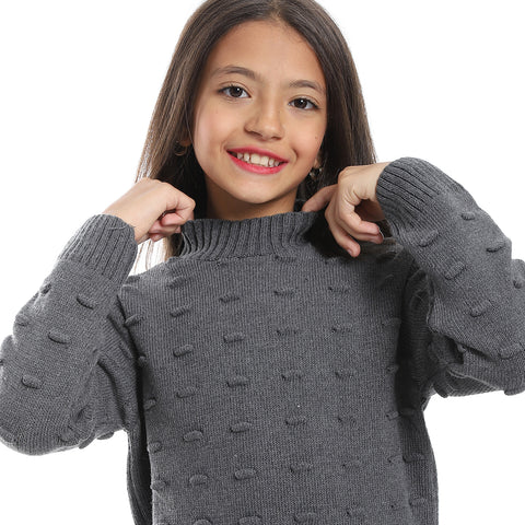 girls wool pullover with plain design