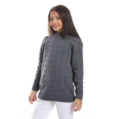 girls wool pullover with plain design