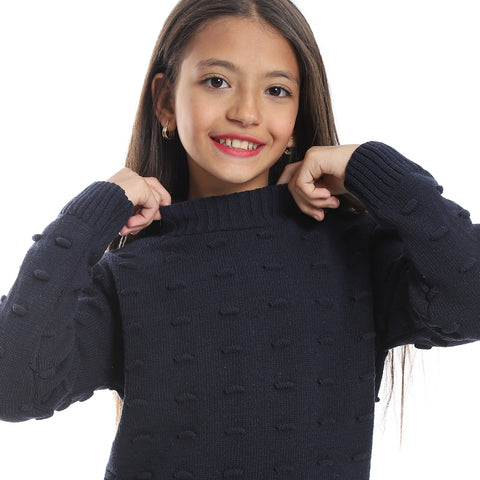 girls wool pullover with plain design