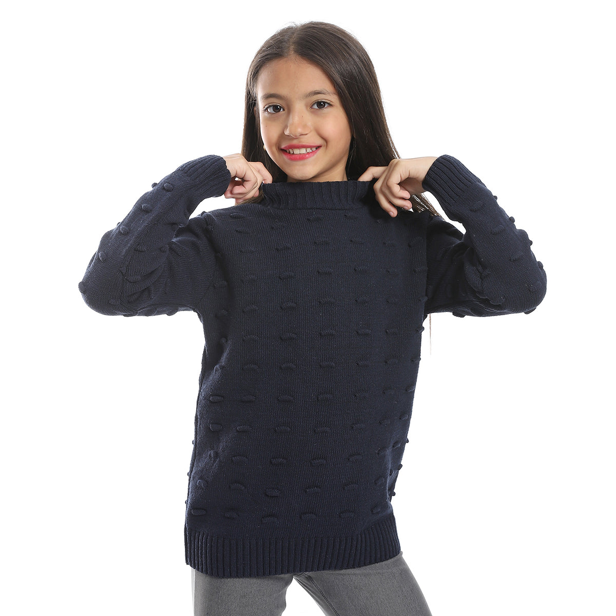 girls wool pullover with plain design