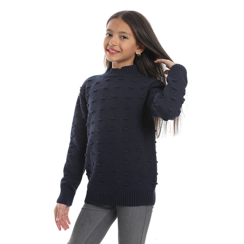 girls wool pullover with plain design