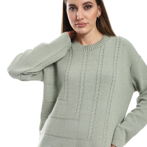 wool women pullover with round neck