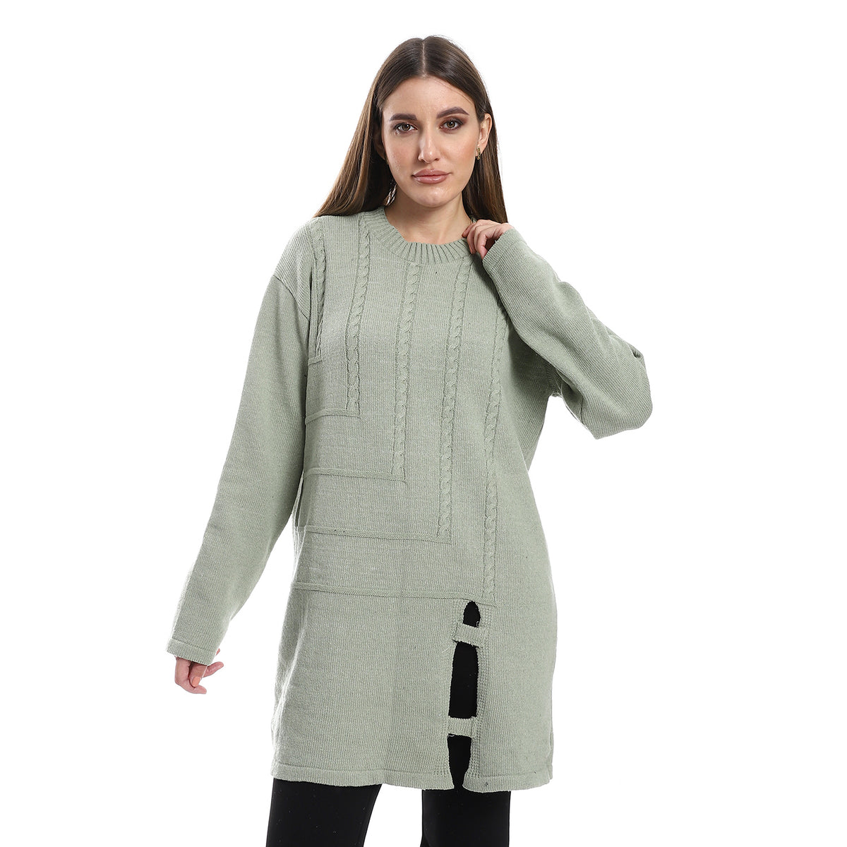 wool women pullover with round neck