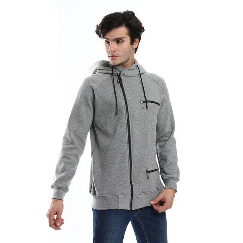 Mens Front Pockets Zipped Hoodie